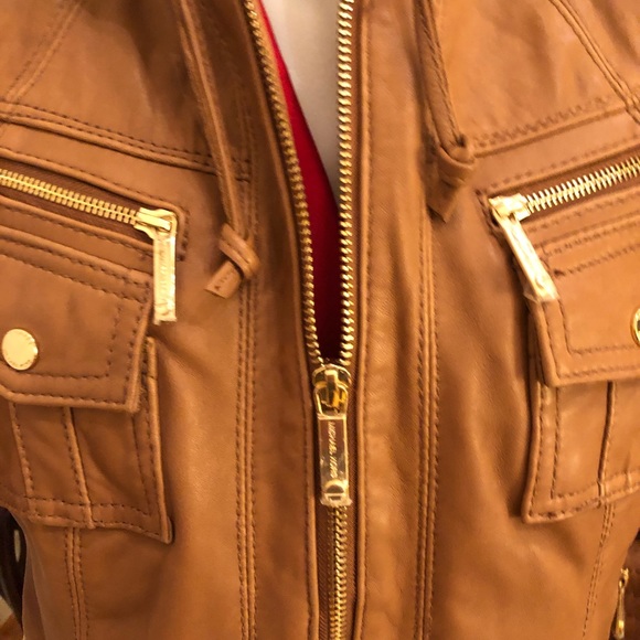 NEVER WORN MICHAEL KORS 💯 HOODED LEATHER JACKET - Picture 2 of 10
